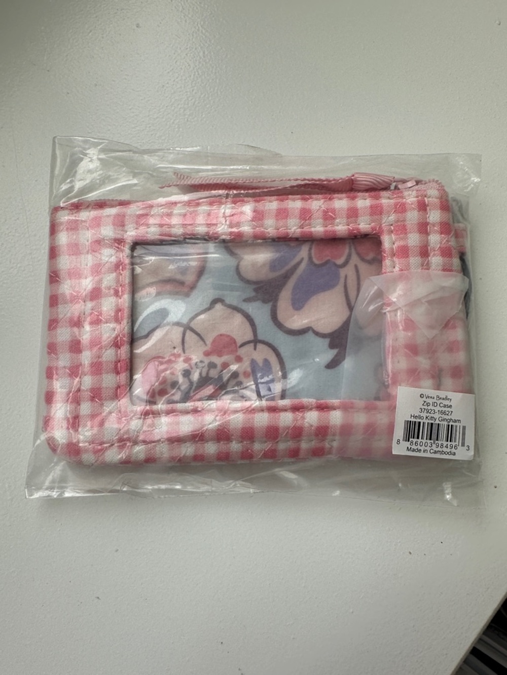 ✨NWT✨ Vera Bradley x Hello Kitty Gingham Iconic Zip ID Case - Picture 3 of 4
